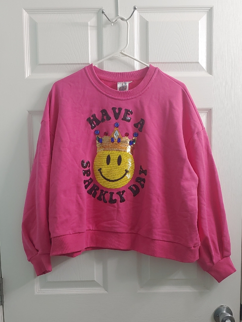 Queen Of Sparkles Sweatshirt Have a Sparkly Day Pink Crewneck Women's Size S